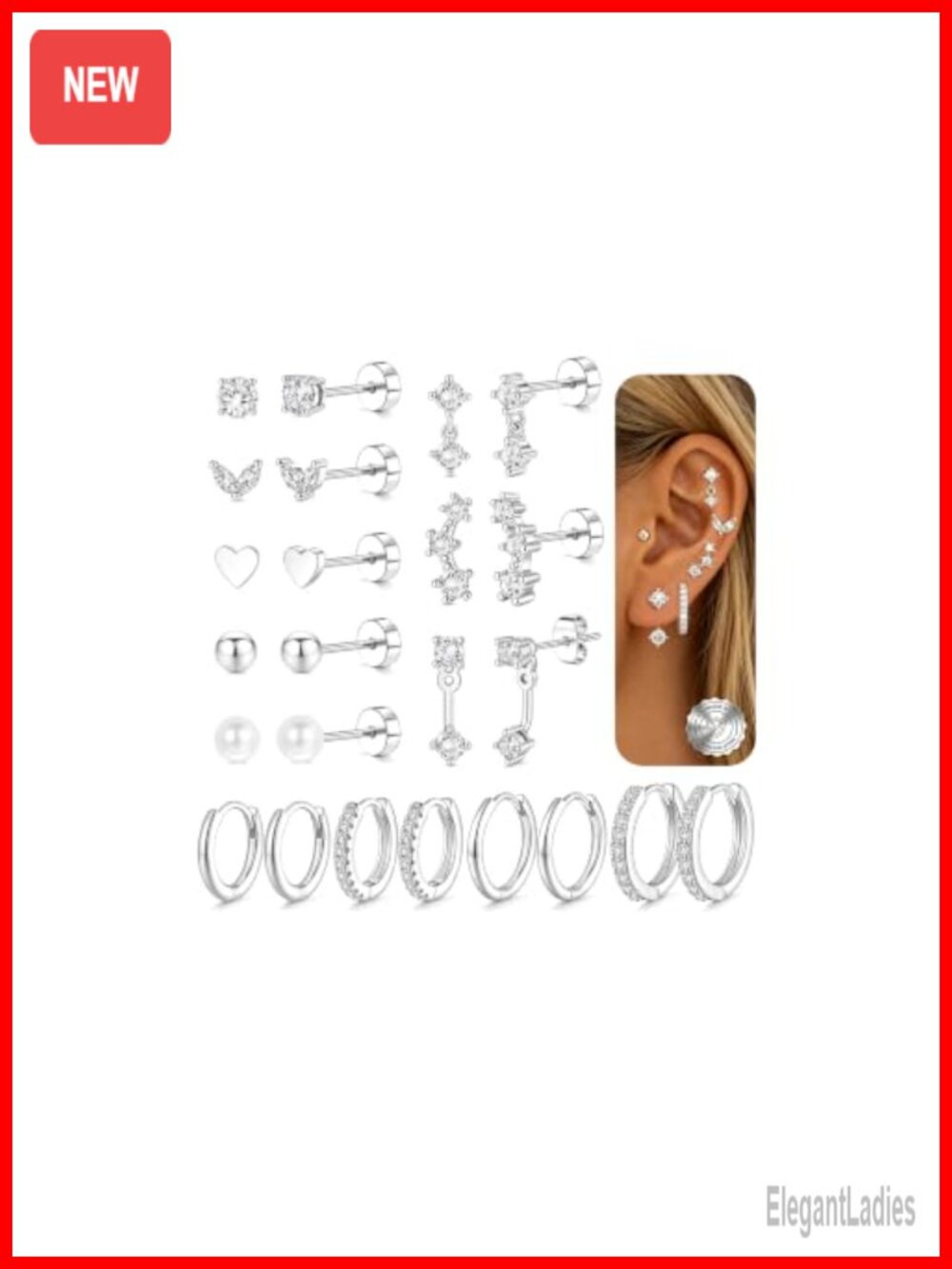 Stainless Steel Flat Back Stud Earrings Hypoallergenic 14K Gold